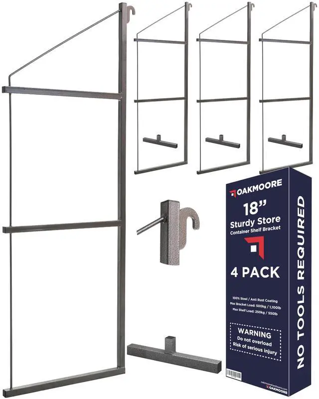 Main image of Heavy Duty Shipping Container Shelving, 4 Pack Shipping Container Accessories, Pre Welded Storage Container Shelves, Conex Compatible Shipping Container Brackets