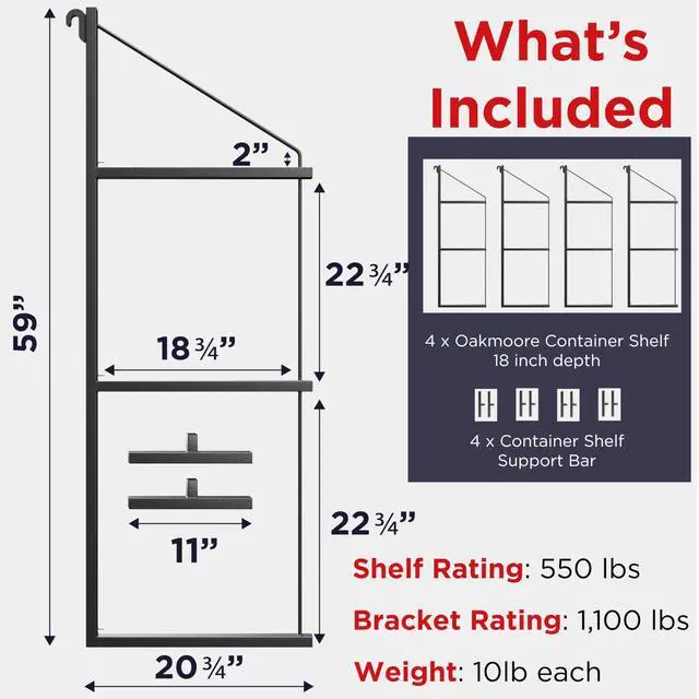 Alt view image 2 of 6 - Heavy Duty Shipping Container Shelving, 4 Pack Shipping Container Accessories, Pre Welded Storage Container Shelves, Conex Compatible Shipping Container Brackets
