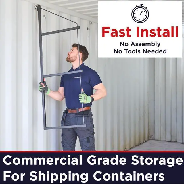 Alt view image 3 of 6 - Heavy Duty Shipping Container Shelving, 4 Pack Shipping Container Accessories, Pre Welded Storage Container Shelves, Conex Compatible Shipping Container Brackets