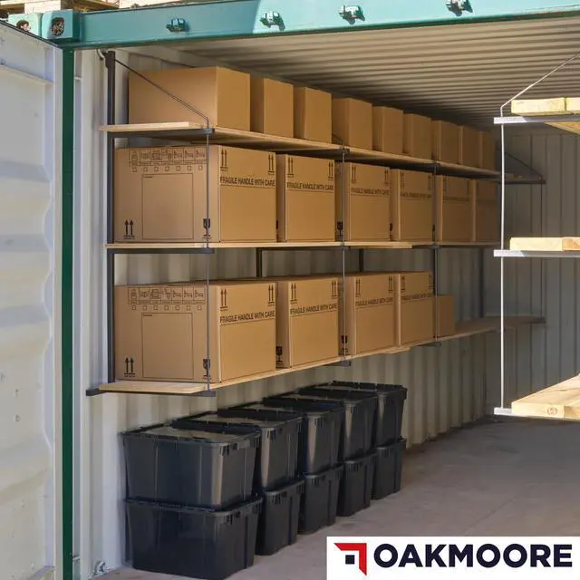 Alt view image 5 of 6 - Heavy Duty Shipping Container Shelving, 4 Pack Shipping Container Accessories, Pre Welded Storage Container Shelves, Conex Compatible Shipping Container Brackets