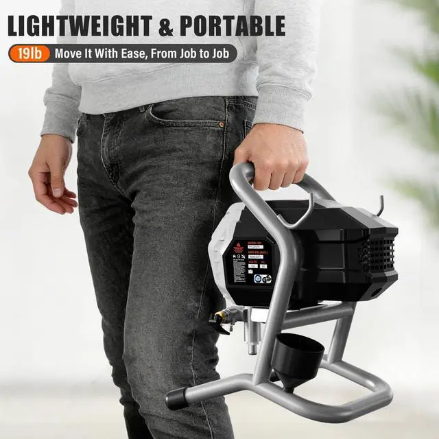 Alt view image 4 of 6 - Airless Paint Sprayer - High Efficiency Thinning-Free Electric Spray Gun with Brass Nozzles & Extension Rod, Minimal Overspray for Home Interior/Exterior (Silver)