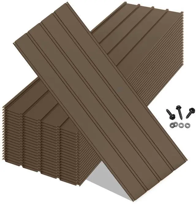 Main image of 20PCS Metal Roofing Panels, Corrugated Galvanized Roof Panels, Waterproof Metal Siding Panel with 120 Pcs Steel Screws for Pergola, Gazebo, Shed, Garages, Stables and Mobile Homes -Brown