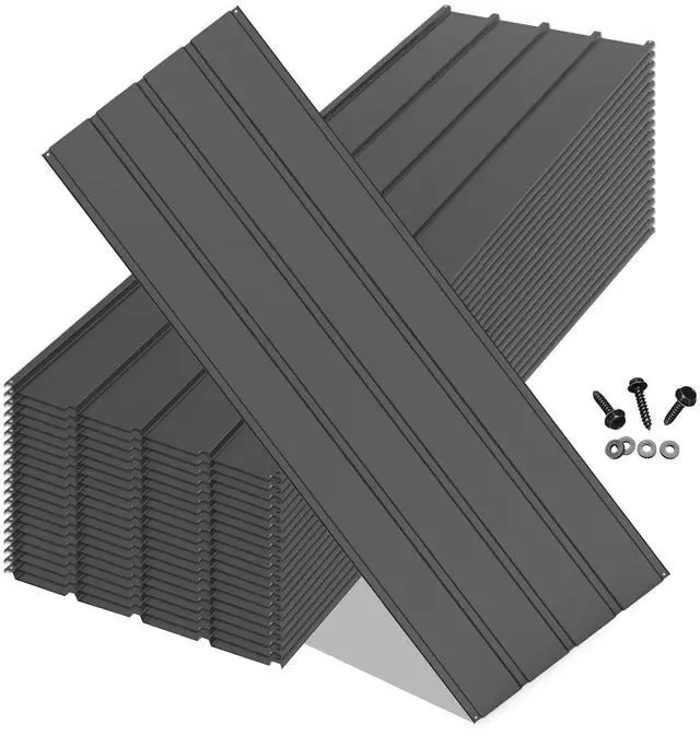 Main image of 20PCS Metal Roofing Panels, Corrugated Galvanized Roof Panels, Waterproof Metal Siding Panel with 120 Pcs Steel Screws for Pergola, Gazebo, Shed, Garages, Stables and Mobile Homes -Grey