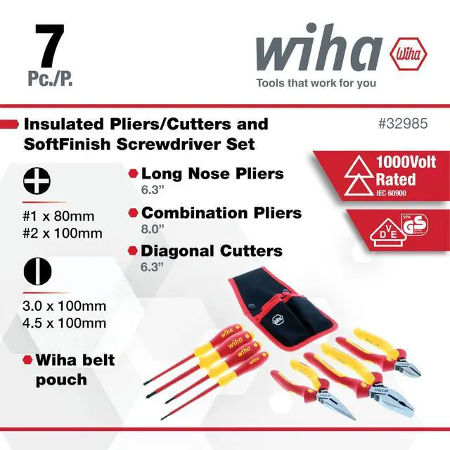 Alt view image 4 of 4 - 32985 7 Piece Insulated Industrial Pliers and Screwdriver Set