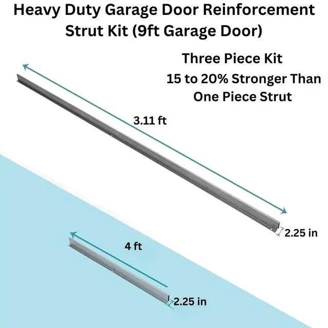 Alt view image 2 of 6 - 9 FT Heavy-Duty Steel Garage Door Reinforcement Bracket - Made in the USA - Prevents Bending, Sagging & Cracking