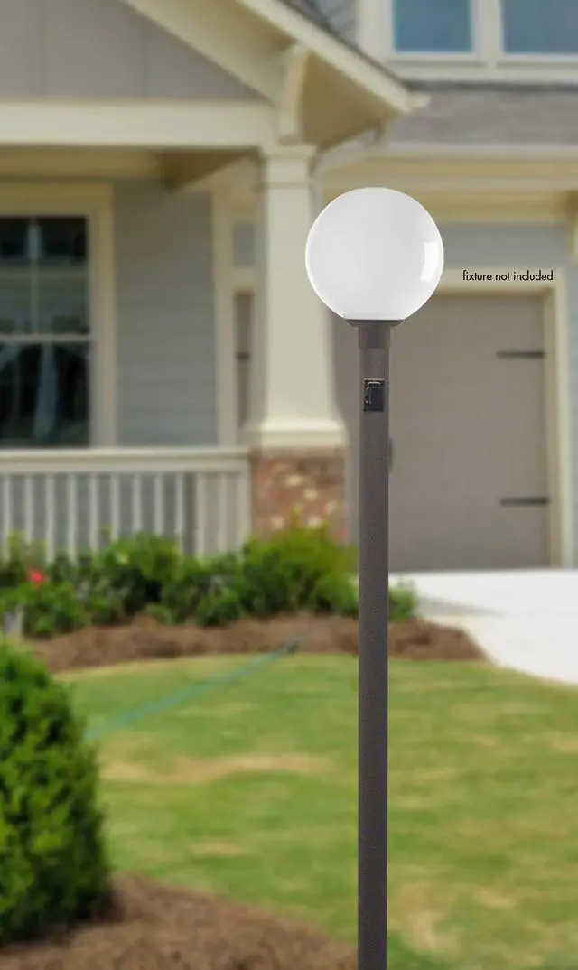 Alt view image 3 of 6 - 7-Foot Direct Burial Lamp Post Outdoor Aluminum Light Pole with Dusk-to-Dawn Sensor & 120V Outlet Fits 3" Fixtures, Made in USA, Black/Bronze/White, (Bronze, Set of 2)