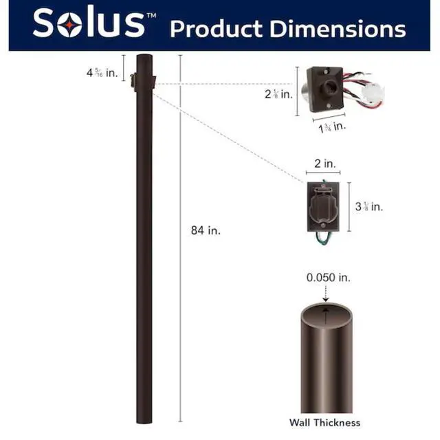 Alt view image 5 of 6 - 7-Foot Direct Burial Lamp Post Outdoor Aluminum Light Pole with Dusk-to-Dawn Sensor & 120V Outlet Fits 3" Fixtures, Made in USA, Black/Bronze/White, (Bronze, Set of 2)