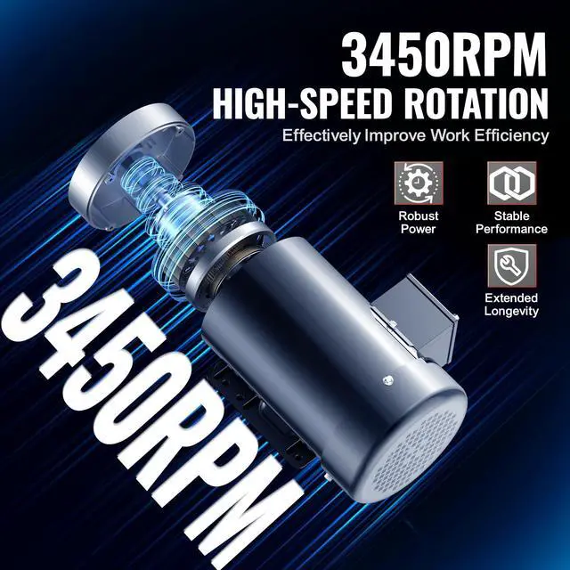 Alt view image 3 of 6 - 2HP Electric Motor 3450 RPM, AC 230V/460V, 56C Frame, Air Compressor Motor 3-Phase, 5/8" Keyed Shaft, CW/CCW Rotation for Agricultural Machinery and General Equipment