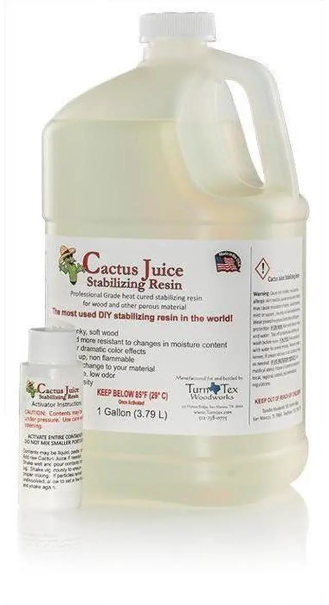 Main image of BVV Cactus Juice Stabilizing Resin for Woodworking - Cures & Hardens Soft Wood for DIY Projects, Carpentry - 1 Gallon Cactus Juice Resin - Activator Included