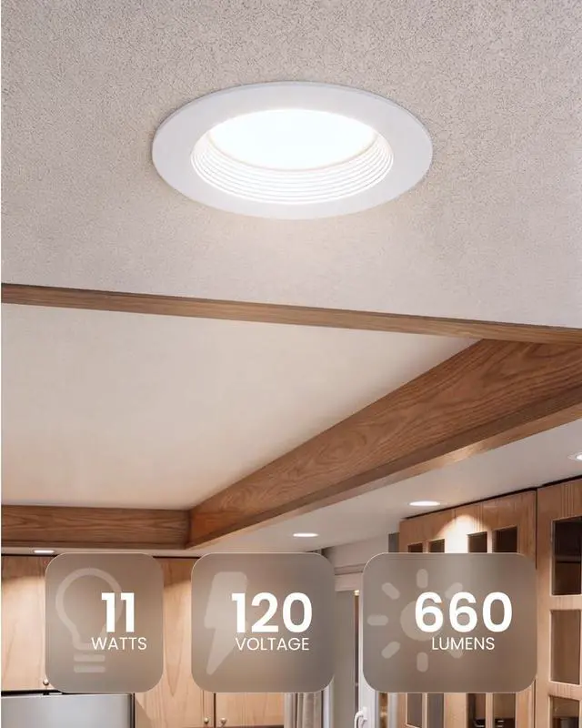 Alt view image 2 of 6 - Sunco 48 Pack 4 Inch LED Recessed Lights, Retrofit Can Lighting, 660 LM, 11W (40W Equivalent), Selectable CCT 2700K/3000K/3500K/4000K/5000K, Dimmable, Baffle Trim, Replacement Conversion Kit UL