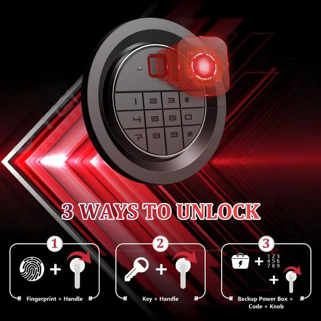 Alt view image 3 of 6 - Biometric Fingerprint Gun Safe for Rifles, 8-10 Gun Cabinet with Key Inner Cabinet, Fingerprint & Digital Keypad Rifle Cabinet, Gun Safe for Rifles and Pistols, Pistol Pocket, Silent Mode