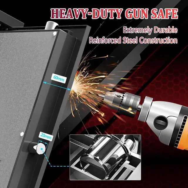 Alt view image 5 of 6 - Biometric Fingerprint Gun Safe for Rifles, 8-10 Gun Cabinet with Key Inner Cabinet, Fingerprint & Digital Keypad Rifle Cabinet, Gun Safe for Rifles and Pistols, Pistol Pocket, Silent Mode