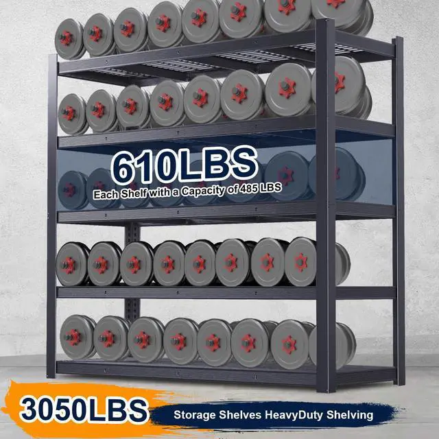 Alt view image 3 of 6 - Storage Shelves Heavy Duty Metal Shelving 84" H, Adjustable Garage Shelves, Metal Storage Shelves for Garage, Basement, Warehouse, Workshop,24" D x 55" W x 84" H, 3050 lbs