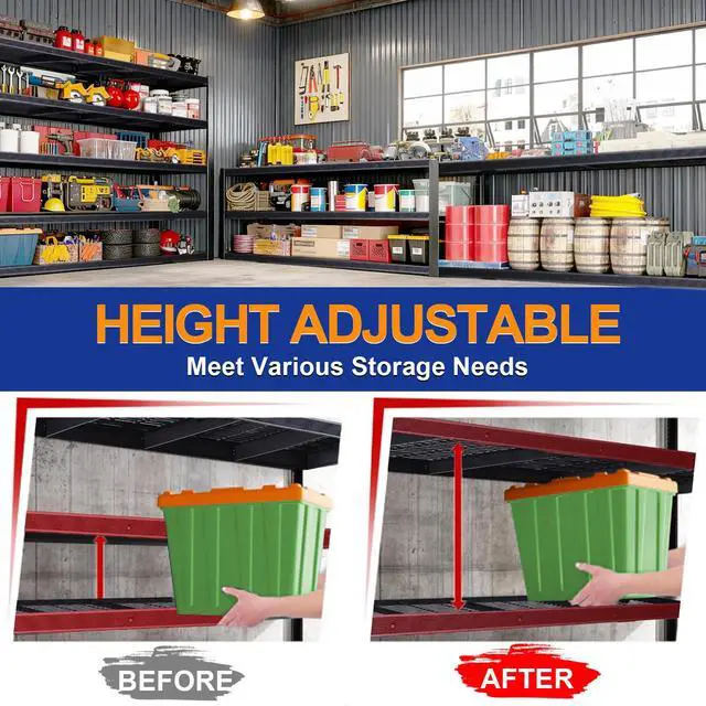 Alt view image 5 of 6 - Storage Shelves Heavy Duty Metal Shelving 84" H, Adjustable Garage Shelves, Metal Storage Shelves for Garage, Basement, Warehouse, Workshop,24" D x 55" W x 84" H, 3050 lbs