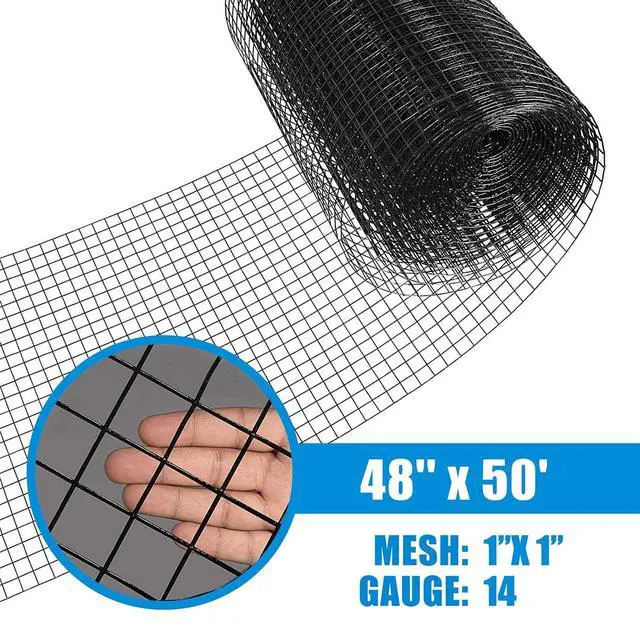 Alt view image 2 of 6 - 14 Gauge Black Vinyl Coated Welded Wire Mesh Size 1 inch by 1 inch (4 ft. x 50 ft.)