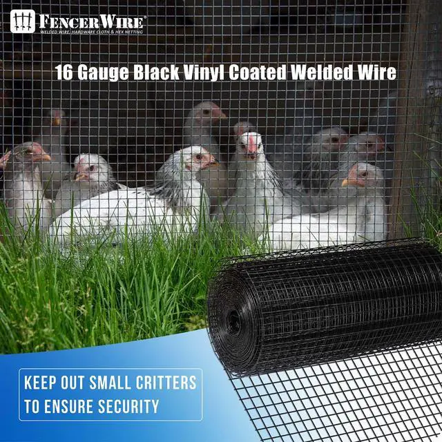 Alt view image 6 of 6 - 14 Gauge Black Vinyl Coated Welded Wire Mesh Size 1 inch by 1 inch (4 ft. x 50 ft.)