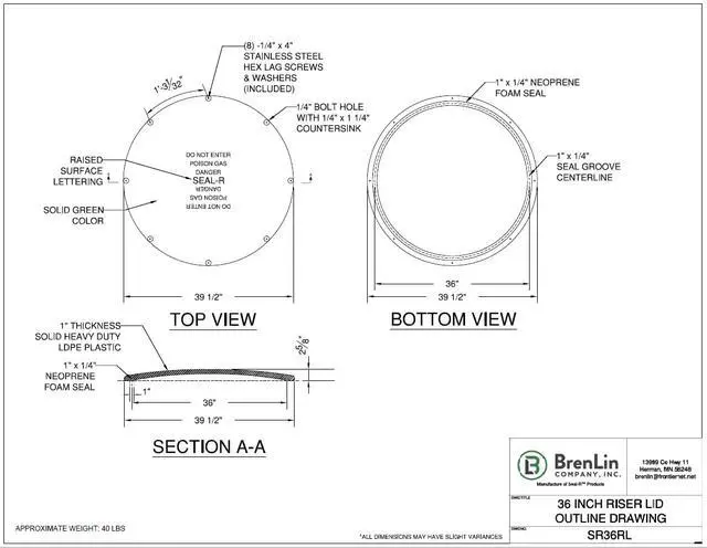 Alt view image 3 of 5 - 36" Septic Tank Cover | Plastic Cover | Septic Tank Riser Cover