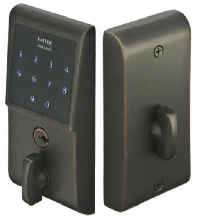 Main image of E3020 EMTouch Electronic Keypad Deadbolt from the Brass Modern Collection, Oil Rubbed Bronze