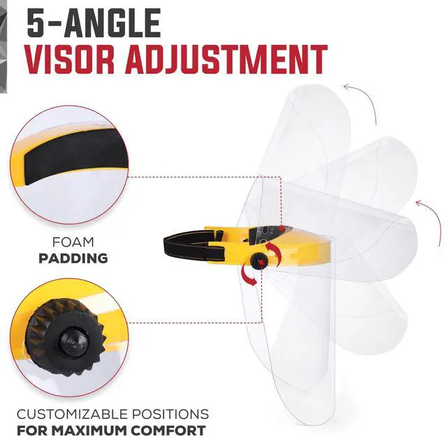 Alt view image 3 of 6 - Clear Protective Face Shield Mask with Adjustable Elastic Headband, Polycarbonate Visor, Reusable & Lightweight Full Face Protection, Yellow (Pack of 30)