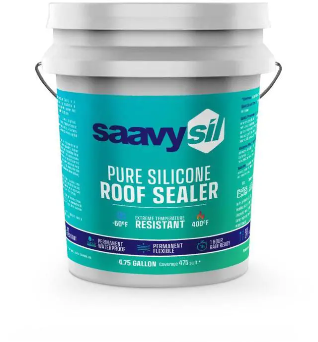 Main image of Pure Silicone RV Roof Coating & Leak Repair, No Primer Needed, One Coat, Self-Leveling, Waterproof & UV Resistant for EPDM, TPO, Metal, Fiberglass & Flat Roofs - 4.75 Gallons White