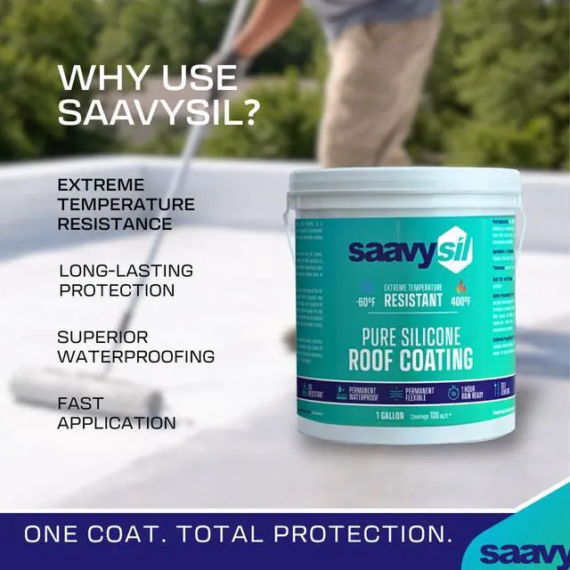 Alt view image 3 of 6 - Pure Silicone RV Roof Coating & Leak Repair, No Primer Needed, One Coat, Self-Leveling, Waterproof & UV Resistant for EPDM, TPO, Metal, Fiberglass & Flat Roofs - 4.75 Gallons White