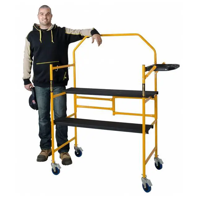 Alt view image 5 of 6 - 4 Ft Scaffolding Platform, Adjustable, Foldable and Rolling Scaffold Platform with 4-Inch Locking Wheels for Construction & DIY Projects
