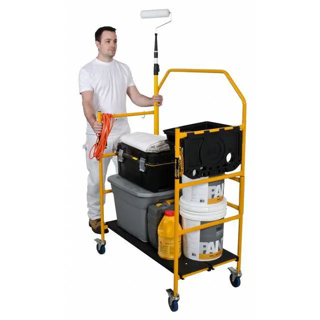 Alt view image 6 of 6 - 4 Ft Scaffolding Platform, Adjustable, Foldable and Rolling Scaffold Platform with 4-Inch Locking Wheels for Construction & DIY Projects