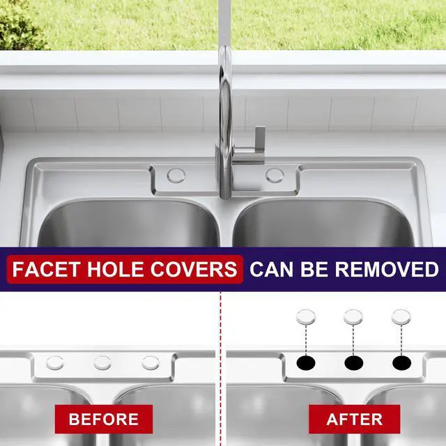 Alt view image 4 of 6 - 33x22 Drop In Double Bowl 33 Inch Topmount 50/50 Kitchen Sink | 304 Stainless Steel, 18 Gauge Thickness, U Channel for Fixed, Three Holes with Cover, Brushed Satin Finish, 33" x 22" x 9"