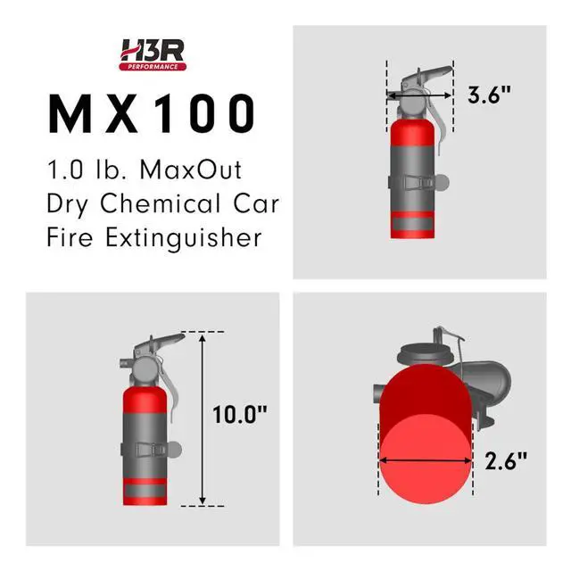 Alt view image 5 of 6 - MaxOut Compact Fire Extinguisher for Vehicles Cars, Trucks, UTVs, RVs & Boats | Off-Road Ready | Refillable Purple K Dry Chemical | Class BC | Mounting Bracket | UL Listed | Chrome 1.0 lb