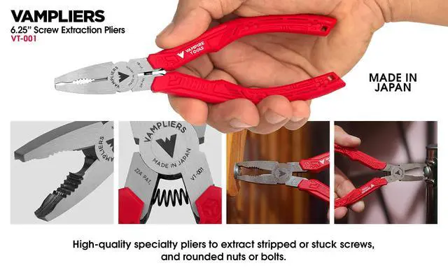 Alt view image 4 of 6 - 4-PC Screw Extractor Pliers Set. Made in Japan: 8" Linesman, 7.5" Long Nose, 6.25" Combination & 5" ESD Safe Mini Plier. Remove any Stripped/Damaged/Rusted Screws