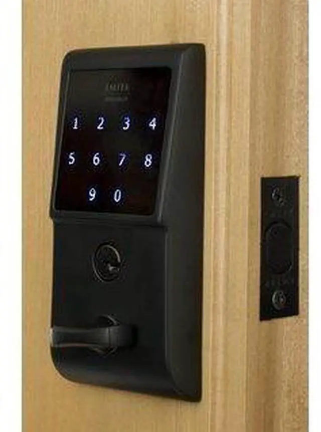 Main image of E3020 EMTouch Electronic Keypad Deadbolt from the Brass Modern Collection, Flat Black