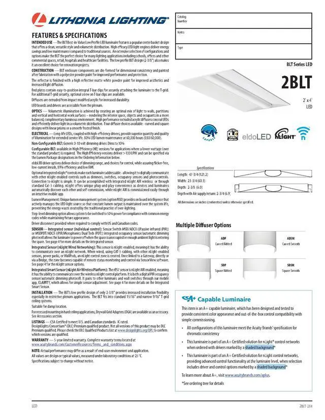 Alt view image 6 of 6 - 2BLT4 46L ADP LP835 High Output Best-in-Value Low-Profile Recessed LED Troffer, 2' x 4'