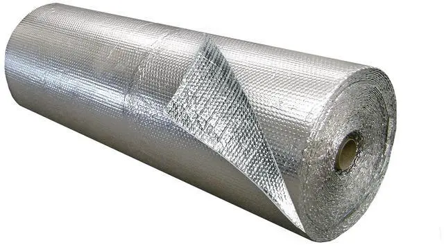Main image of Single Bubble Insulation Roll 48" x 125' (500 sq. ft.), 3.175mm Thick, Single Bubble Reflective Foil Insulation Roll Reflects 96% Radiant Heat, Radiant Barrier, Made in Canada, Foil Color
