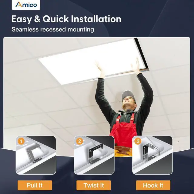 Alt view image 4 of 6 - 6 Pack 2x4 LED Flat Panel Light Fixture, 6250 LM, 4000K/5000K/6500K, 30W/40W/50W, Dimmable 0-10V, LED Drop Ceiling Lights for Office Commercial Use, Dustproof ETL Listed, FCC, DLC