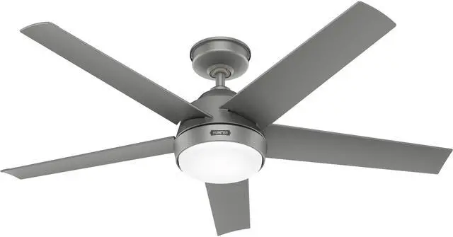 Main image of Skyflow 52 inch Indoor/Outdoor Ceiling Fan with Light and Wall Control, Matte Silver Ceiling Fan, 3 Speed WhisperWind Motor, 52612, for Coastal Patios, Pergolas, Bedrooms, or Living Rooms