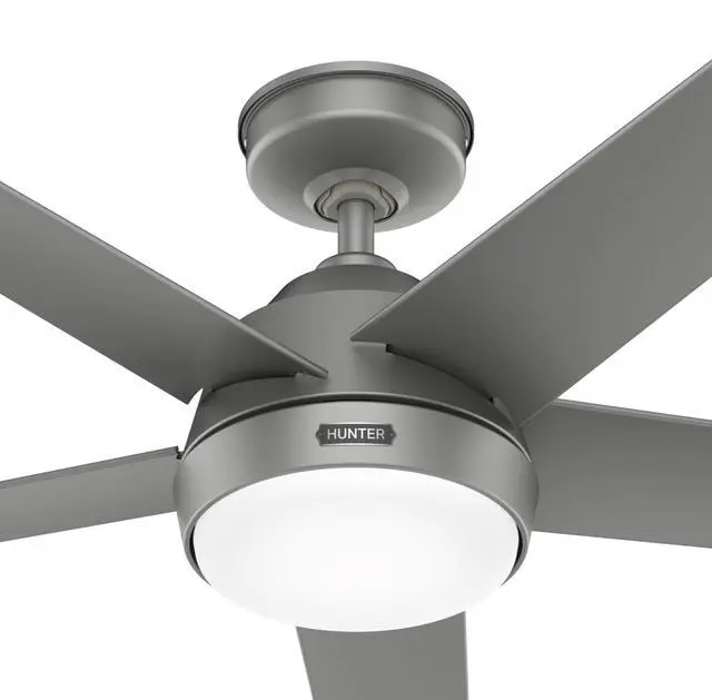 Alt view image 2 of 6 - Skyflow 52 inch Indoor/Outdoor Ceiling Fan with Light and Wall Control, Matte Silver Ceiling Fan, 3 Speed WhisperWind Motor, 52612, for Coastal Patios, Pergolas, Bedrooms, or Living Rooms
