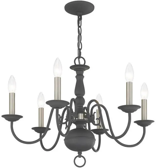 Alt view image 4 of 6 - Lighting Williamsburgh 6 Lt Scandinavian Gray Chandelier