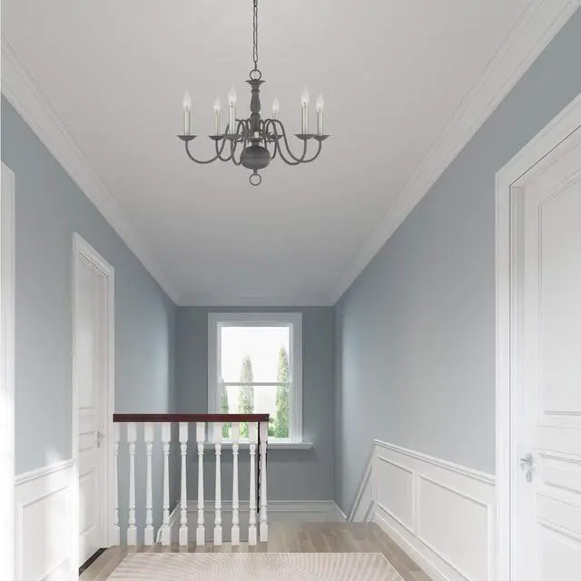 Alt view image 5 of 6 - Lighting Williamsburgh 6 Lt Scandinavian Gray Chandelier