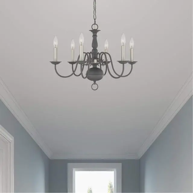 Alt view image 6 of 6 - Lighting Williamsburgh 6 Lt Scandinavian Gray Chandelier