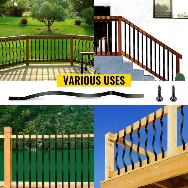Alt view image 6 of 6 - Deck Balusters, 29.5"x1" Metal Deck Spindles, 61 Pack Staircase Baluster with Screws, Aluminum Alloy Deck Railing for Wood and Composite Deck, Stylish Black Baluster for Outdoor Stair Deck Porch