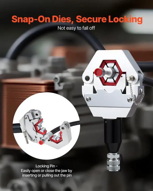 Alt view image 4 of 6 - Hydraulic Hose Crimper, Hydra-Krimp AC Hose Crimper Kit with 7 Dies Snap-On & Carrying Case, Hydraulic A/C Hoses Crimping Tool for Automotive & Air Conditioning Repair (Split with Manual Pump)