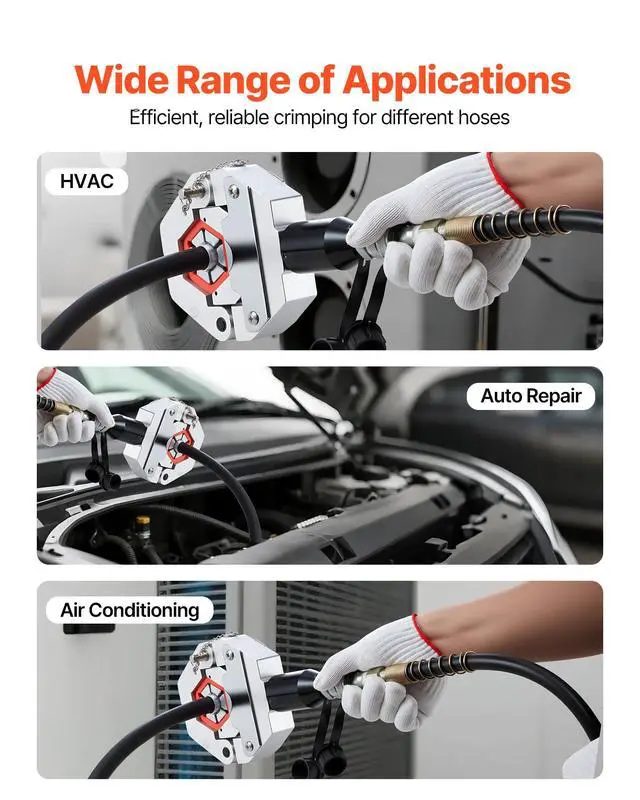 Alt view image 6 of 6 - Hydraulic Hose Crimper, Hydra-Krimp AC Hose Crimper Kit with 7 Dies Snap-On & Carrying Case, Hydraulic A/C Hoses Crimping Tool for Automotive & Air Conditioning Repair (Split with Manual Pump)