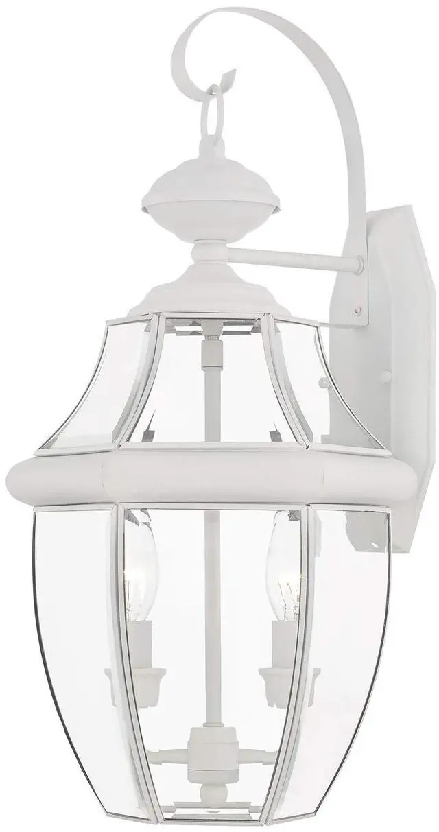 Main image of Lighting 2251-03 Outdoor Wall Lantern with Clear Beveled Glass Shades, White