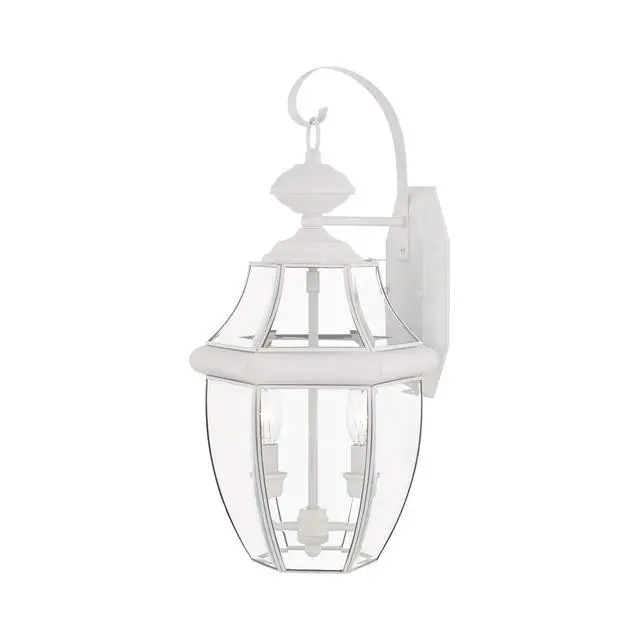 Alt view image 4 of 6 - Lighting 2251-03 Outdoor Wall Lantern with Clear Beveled Glass Shades, White