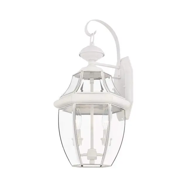 Alt view image 5 of 6 - Lighting 2251-03 Outdoor Wall Lantern with Clear Beveled Glass Shades, White