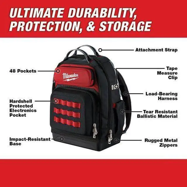 Alt view image 2 of 3 - BYOGI Fits Milwaukee 48-22-8201 Ultimate Jobsite Backpack, Red, Black
