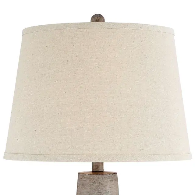 Alt view image 5 of 6 - Glenn Rustic Country Cottage Style Table Lamps 27" Tall Set of 2 Southwest Urn Neutral Fabric Drum Shade Decor for Living Room Bedroom House Bedside Nightstand Home Office