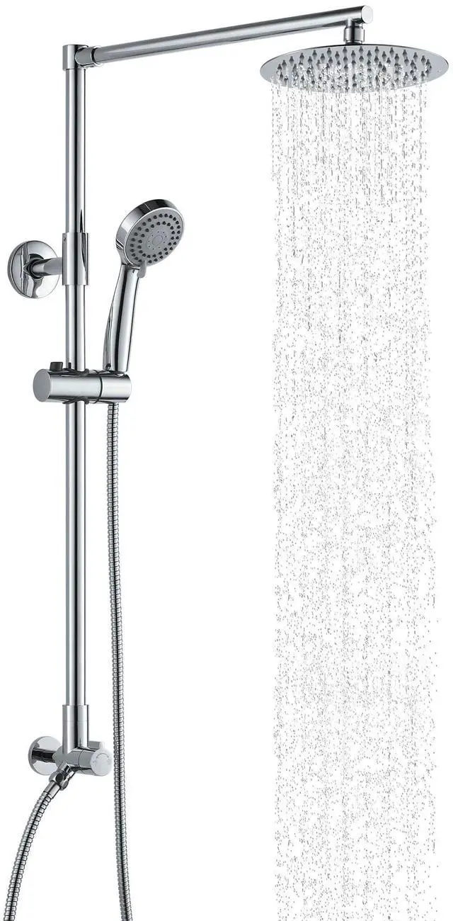 Main image of Polaris 3 Rain Shower System, 8 Rainfall Shower Head and Handheld Shower Combo, includes 3-Setting Handheld Spray, Height Adjustable Shower Wand Holder, 60 Hose (1.8 GPM Chrome)