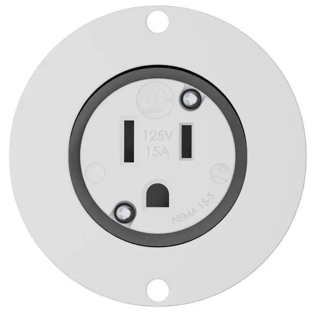 Alt view image 2 of 6 - 5279 Flanged Outlet Receptacle - 15 Amp 125 Volt NEMA 5-15, Commercial Grade Electrical Outlet, 2-Pole 3-Wire Straight Blade Plug, cUL Listed, 10-14 AWG, 10-Pack w/ Front Cover Only