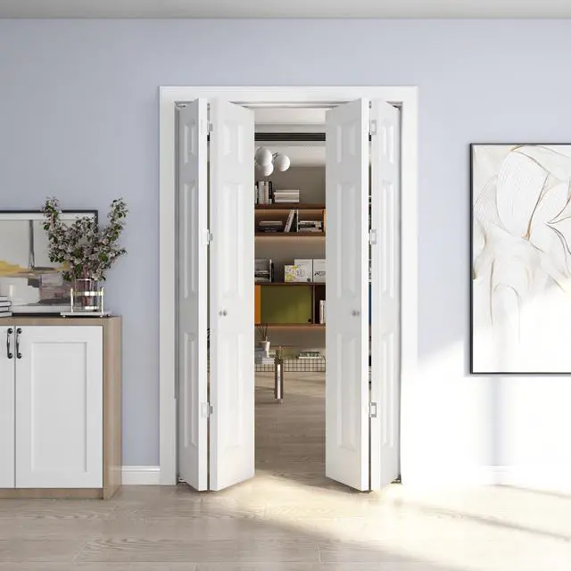 Main image of 48in. x 80in. Bifold Door, 6 Panel Primed Bifold Interior Doors, Hollow Core Bi Fold Closet Door with Hardware Kit Include, Folding Doors for Laundry, Pantry & Bedroom